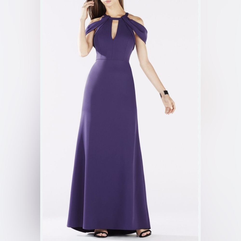 BCBGMaxAzria Purple One Shoulder Gown